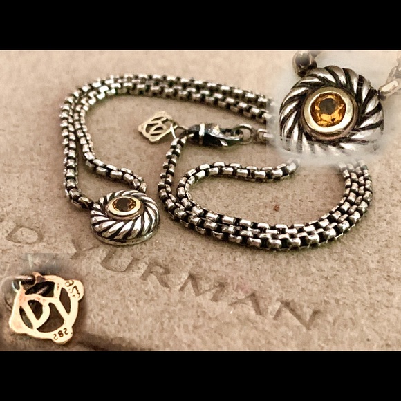 David Yurman Jewelry - David Yurman Citrine cookie necklace 14k gold Ss
